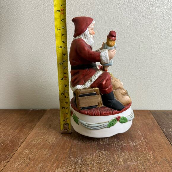 Vintage Santa Claus with Toys Musical Porcelain Bisque Hand Painted Silent Night - Picture 5 of 7